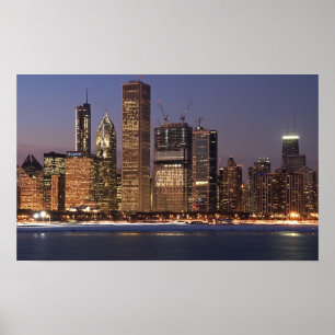 Póster Poster del Skyline de Chicago Obama