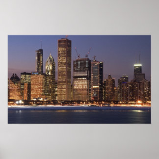 Póster Poster del Skyline de Chicago Obama