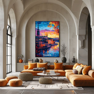 Póster Poster del Skyline de la ciudad de Estocolmo - Art