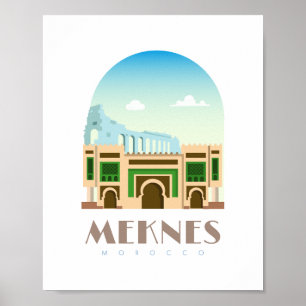 Póster Poster del Skyline de la ciudad de Meknes