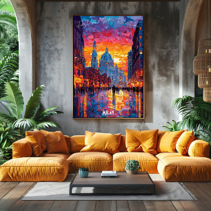 Póster Poster del Skyline de la ciudad de Milán - Icónico
