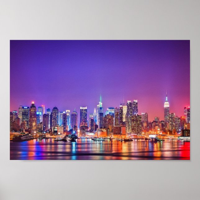 Póster Poster del Skyline de la ciudad de Nueva York (col (Frente)