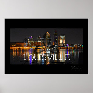 Póster Poster del Skyline de Louisville con Fleur de Lis