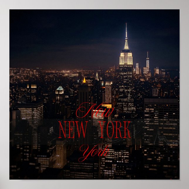 Póster Poster del Skyline de Nueva York - Moderno Wall Ar (Frente)