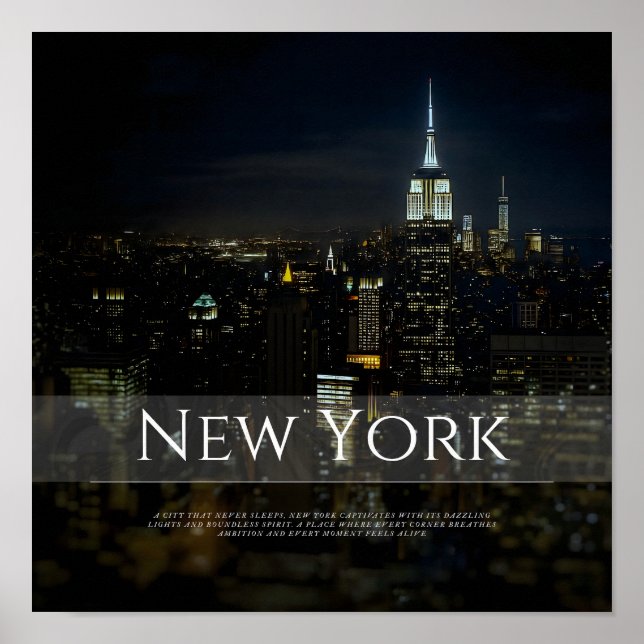 Póster Poster del Skyline de Nueva York - Moderno Wall Ar (Frente)