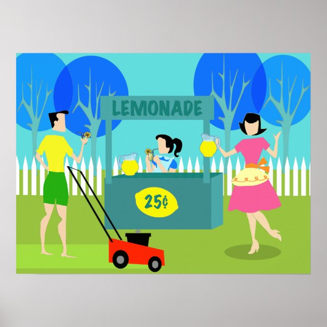 Póster Poster del Stand de Lemonade para niños Retro (Frente)