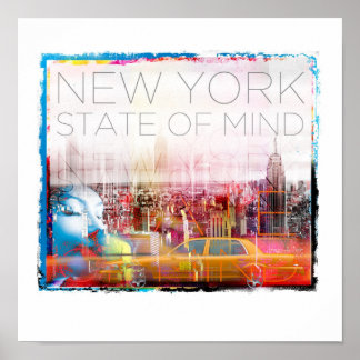 Póster Poster del STate of Mind de Nueva York de 12" x 12