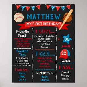 Póster Poster del tablero de Rótulo de Béisbol Birday Mil