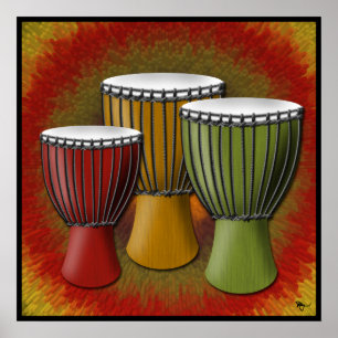 Póster Poster del tambor de Djembe del africano