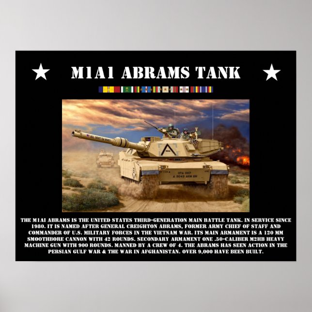 Póster Poster del tanque Abrams M1A1 (Frente)