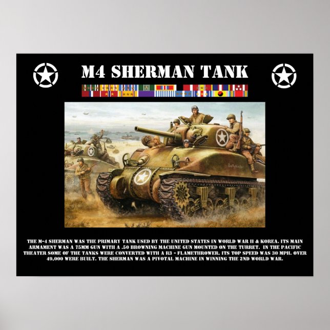 Póster Poster del tanque Sherman M-4 (Frente)