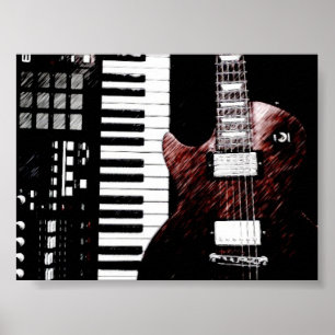 Póster Poster del teclado y de la guitarra