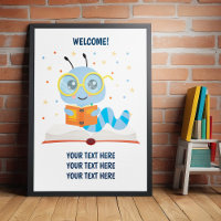 Poster del tema de la palabra azul Bookworm