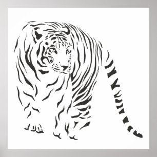 Póster Poster Del Tigre Blanco Y Negro