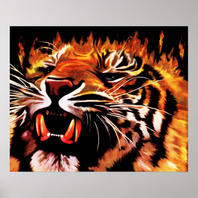 Póster Poster del tigre de potencia de fuego (Frente)