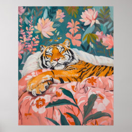 Póster Poster del Tigre Sleepy Tropical