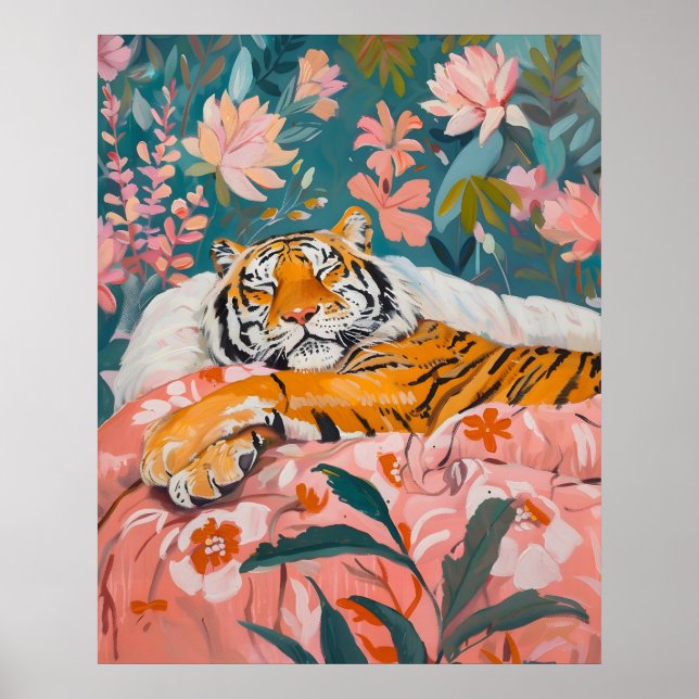 Póster Poster del Tigre Sleepy Tropical (Frente)