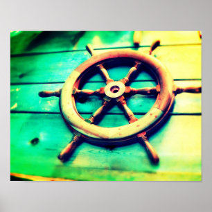 Póster Poster del timón del barco