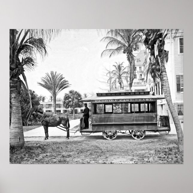 Póster poster del tranvía Palm Beach Florida 1909 (Frente)