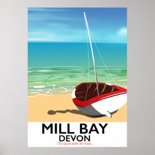 Póster Poster del tren Mill Bay Devon