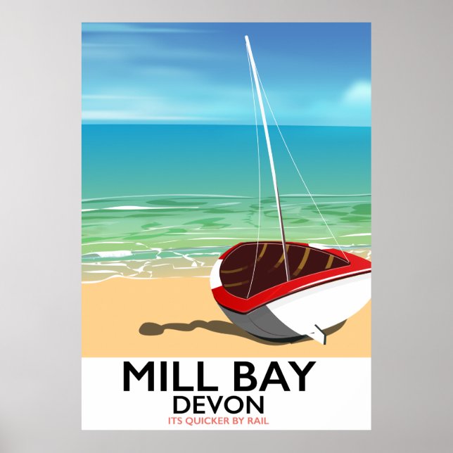 Póster Poster del tren Mill Bay Devon (Frente)