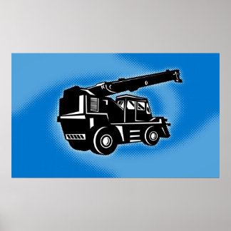 Póster poster del vehículo de construcción de grúas de te
