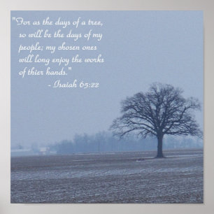 Póster Poster del verso de la biblia del 65:22 de Isaías