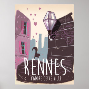 Póster Poster del viaje de la ciudad de Rennes Francia