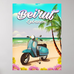 Póster Poster del viaje de la vespa de Beirut Líbano
