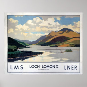 Póster Poster del viaje de Loch Lomond Escocia del