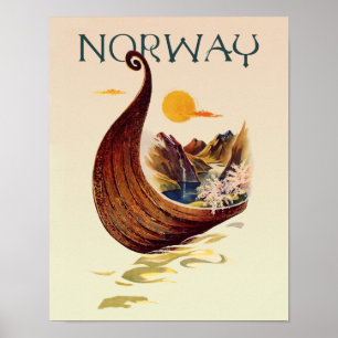 Póster Poster del viaje de Noruega