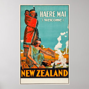 Póster Poster del viaje de Nueva Zelanda