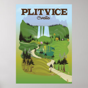 Póster Poster del viaje de Plitvice Croacia