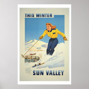 Póster Poster del viaje de Sun Valley Idaho del esquí del