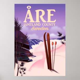 Póster Poster del viaje del esquí de Åre Suecia