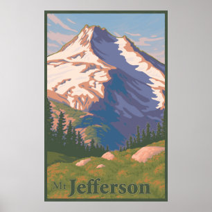 Póster Poster del viaje del Mt. Jefferson del vintage