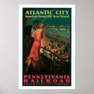 Póster Poster del viaje del vintage de Atlantic City