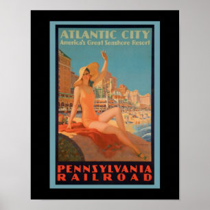 Póster Poster del viaje del vintage de Atlantic City New