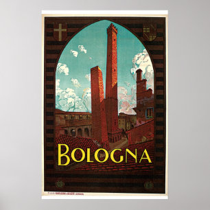Póster Poster del viaje del vintage de Bolonia