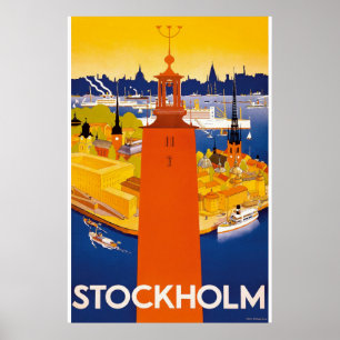 Póster Poster del viaje del vintage de Estocolmo