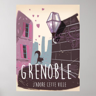 Póster Poster del viaje del vintage de Grenoble Francia
