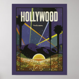Póster Poster del viaje del vintage de Hollywood Los