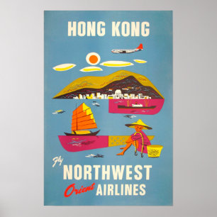 Póster Poster del viaje del vintage de Hong Kong