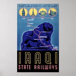 Póster Poster del viaje del vintage de Iraq restaurado