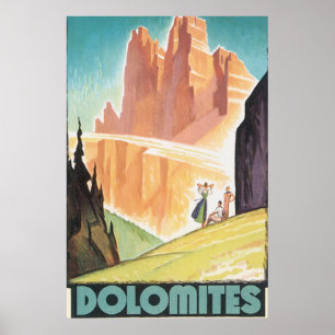 Póster Poster del viaje del vintage de las dolomías
