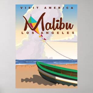 Póster Poster del viaje del vintage de Malibu California