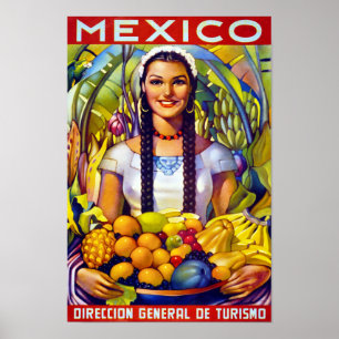 Póster Poster del viaje del vintage de México restaurado