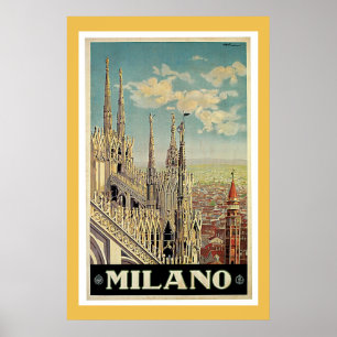 Póster Poster del viaje del vintage de Milano Italia