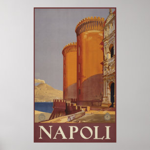 Póster Poster del viaje del vintage de Napoli (Nápoles)