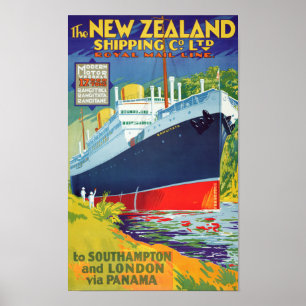Póster Poster del viaje del vintage de Nueva Zelanda